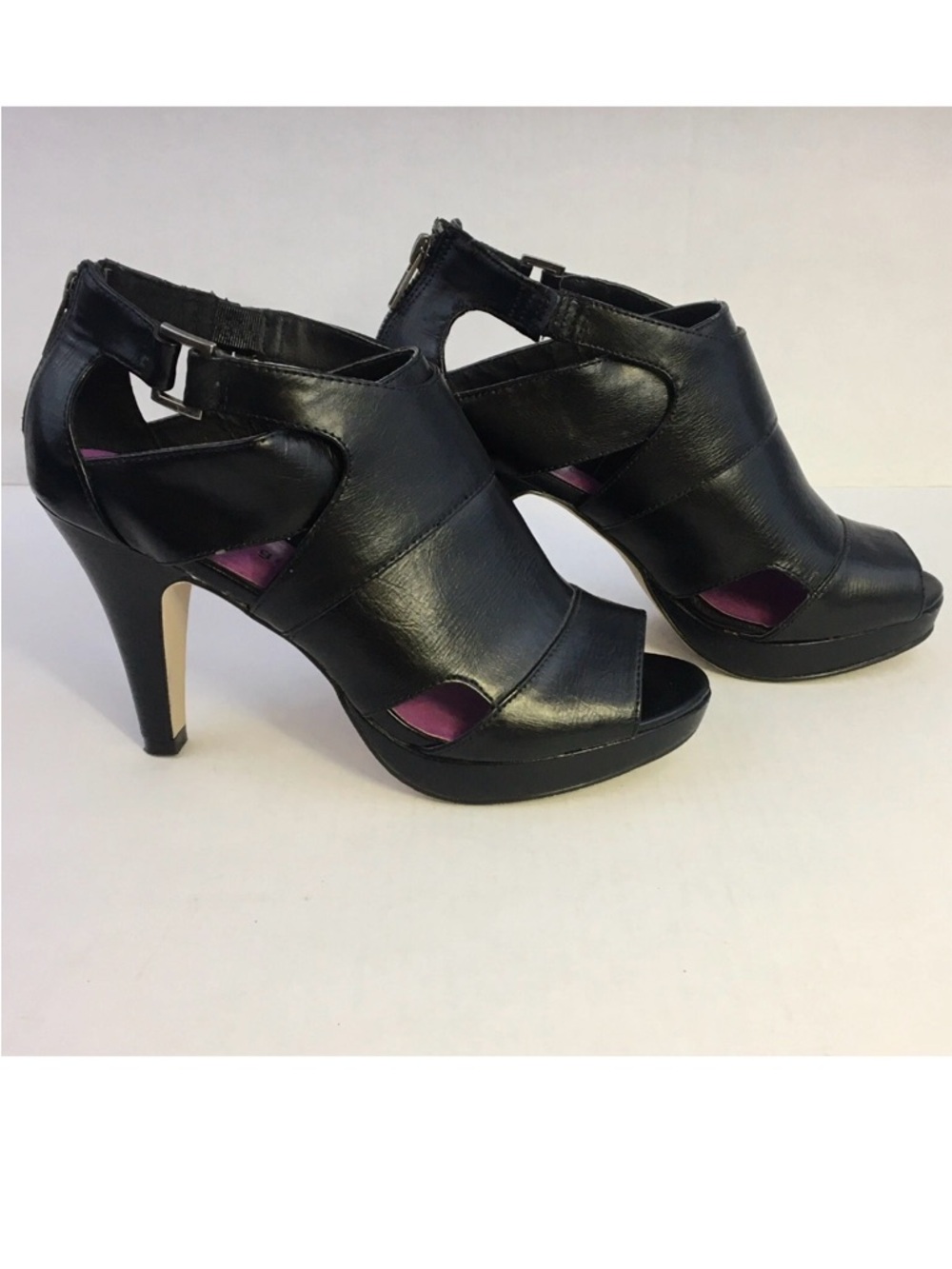 Madden Girl Black Peep-Toe Cutout Platform Heels